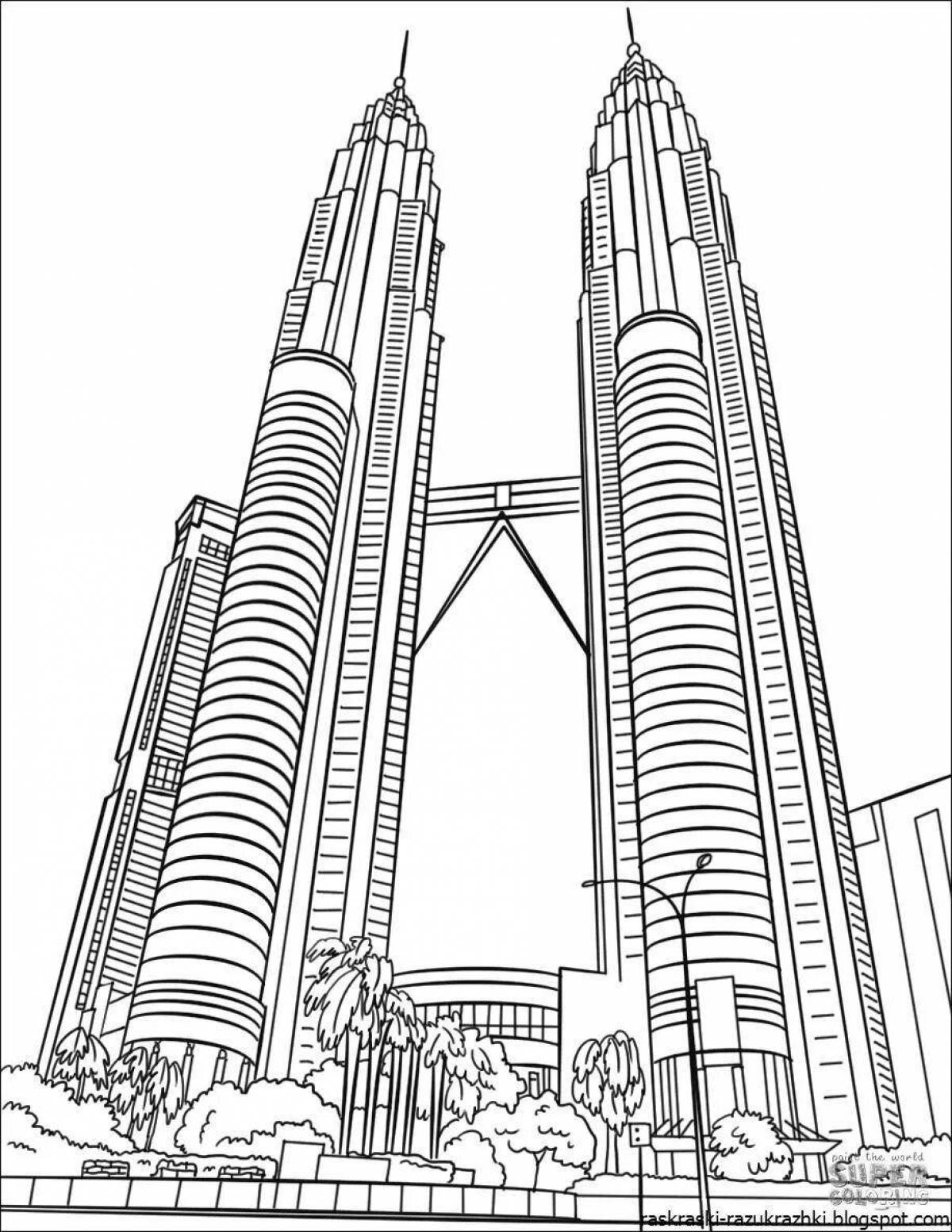 Colorful tower coloring book for kids