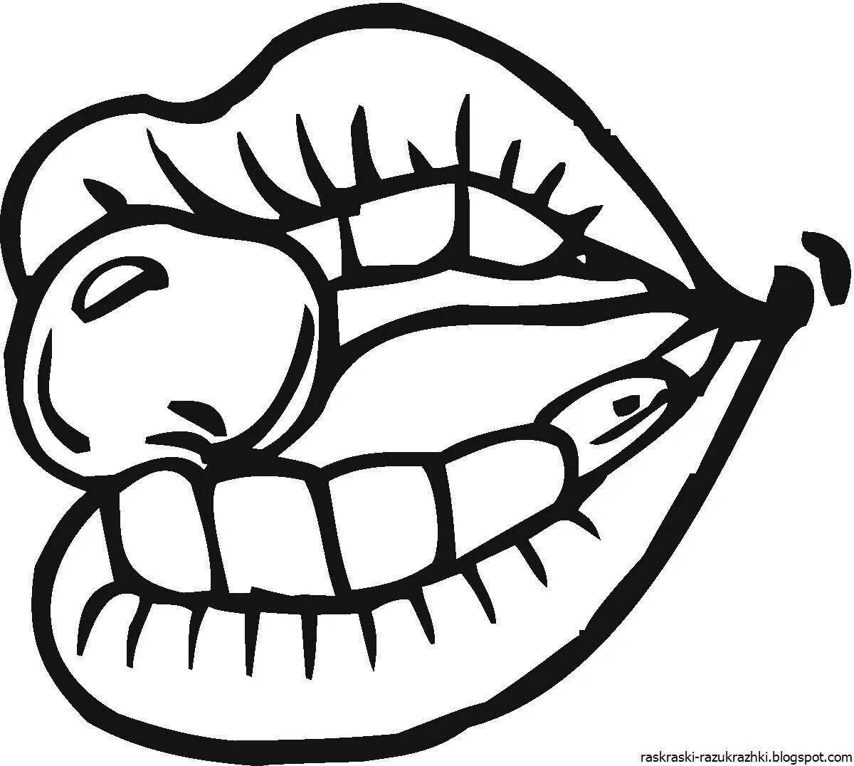 Colorful mouth coloring page for kids