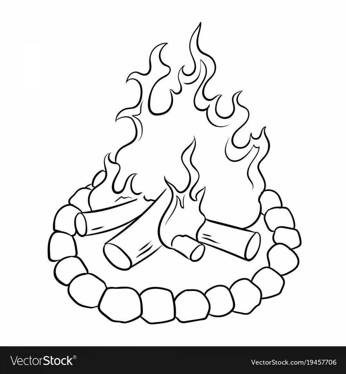 Colorful bonfire coloring book for kids