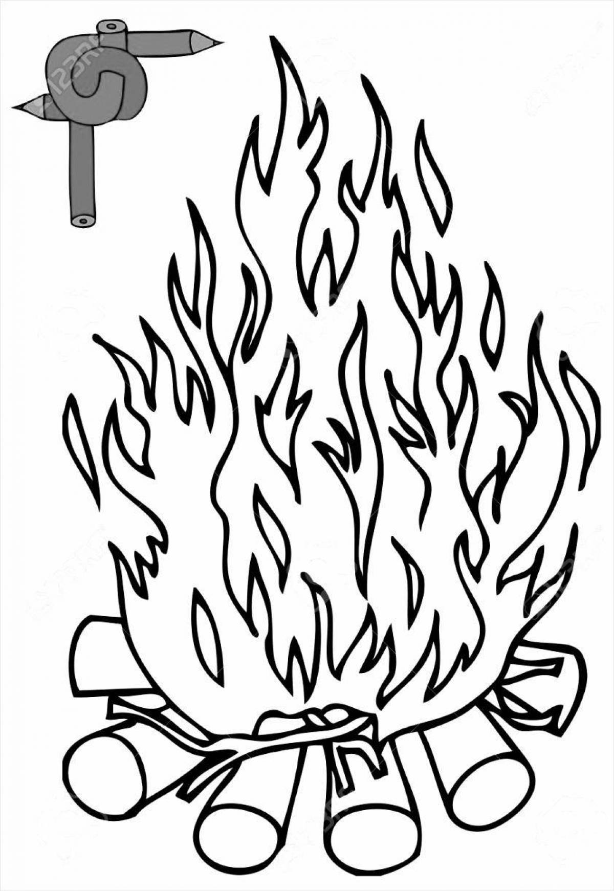 Coloring book twinkling bonfire for babies