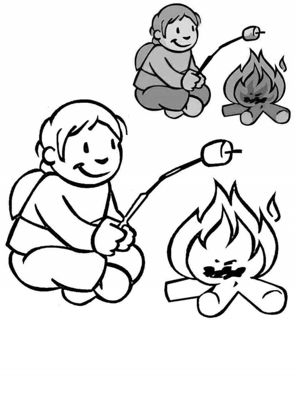 Children's Bonfire Coloring Pages for Toddlers