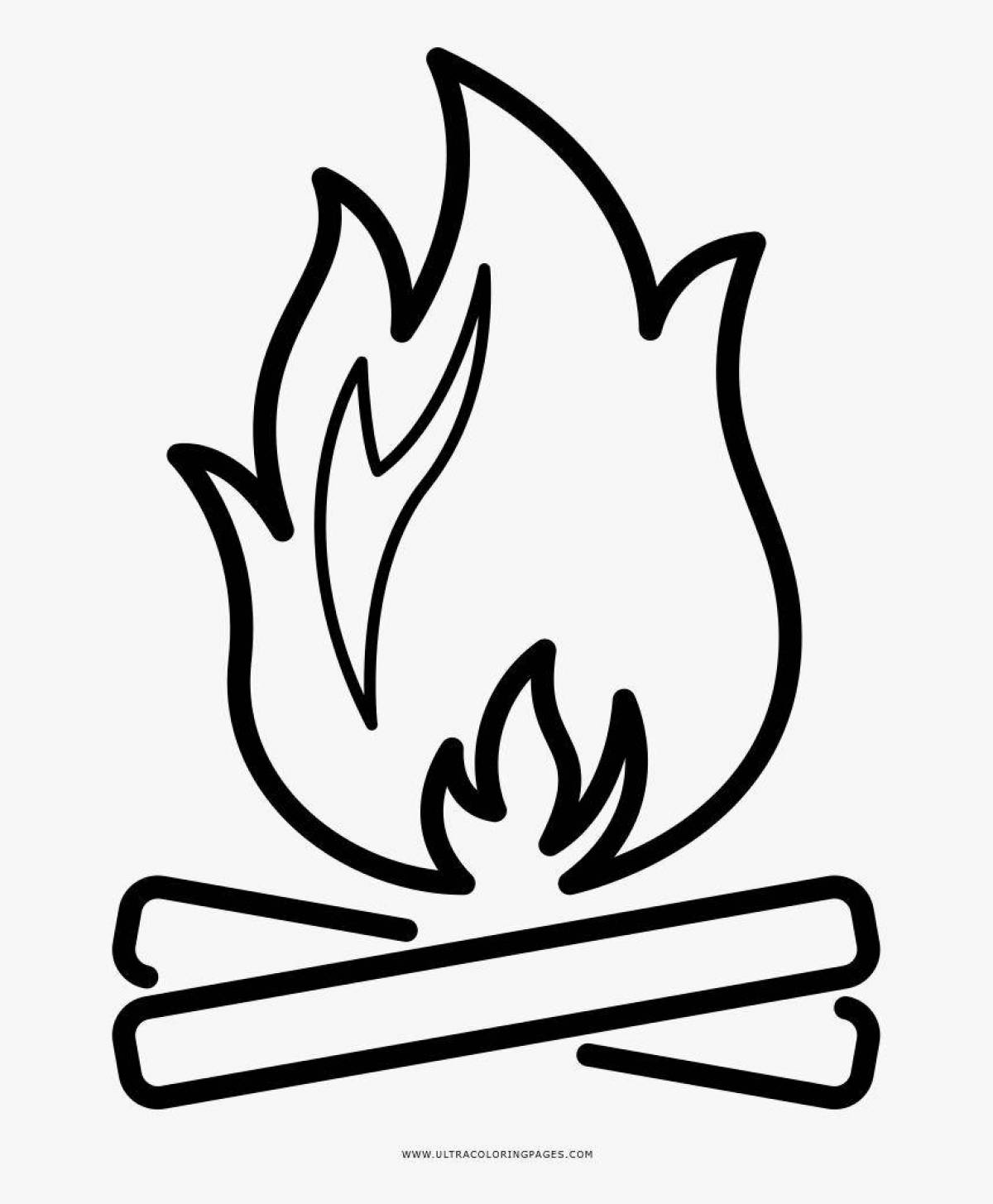 Animated campfire coloring page for toddlers