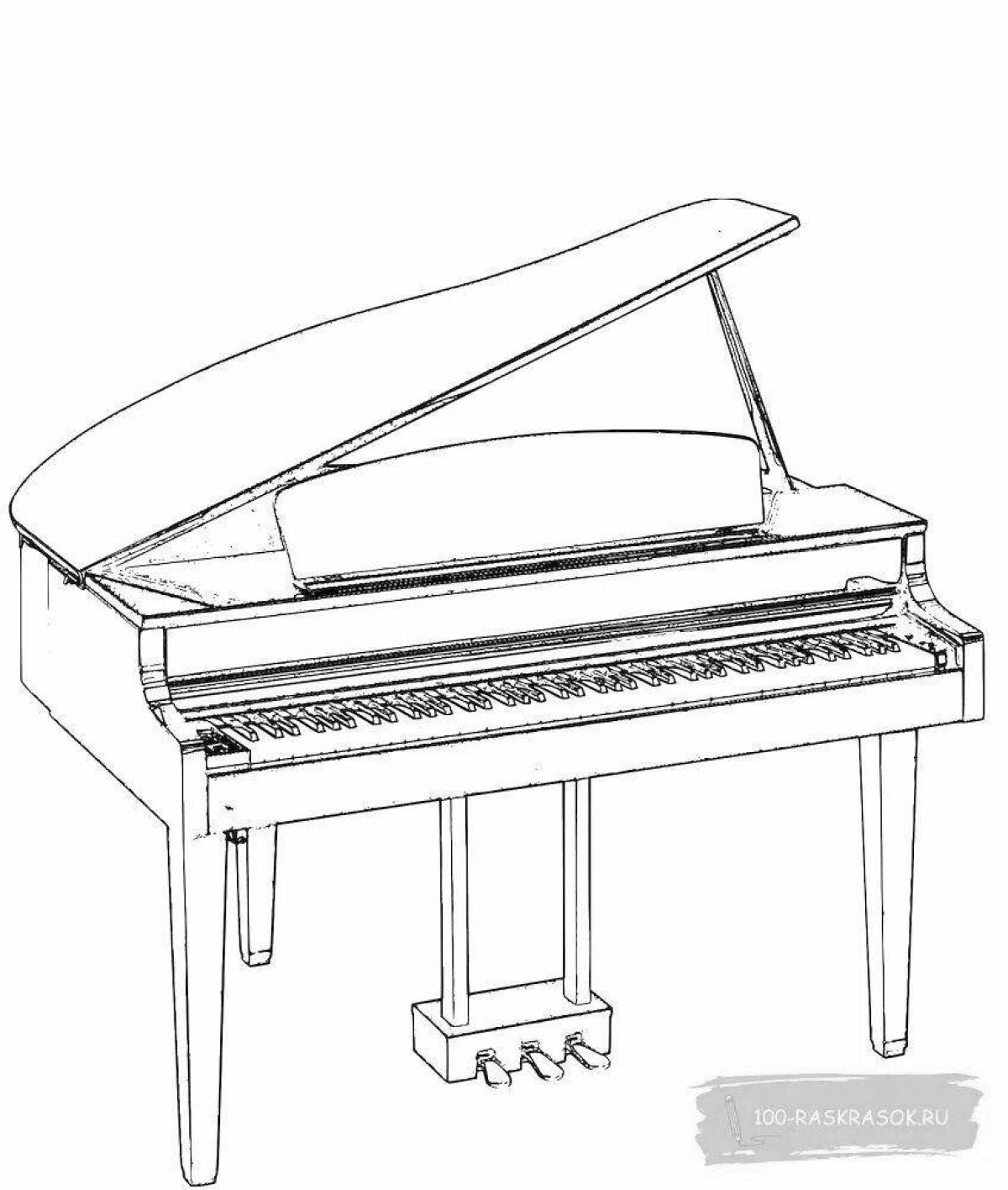 Красочная страница раскраски фортепиано для детей