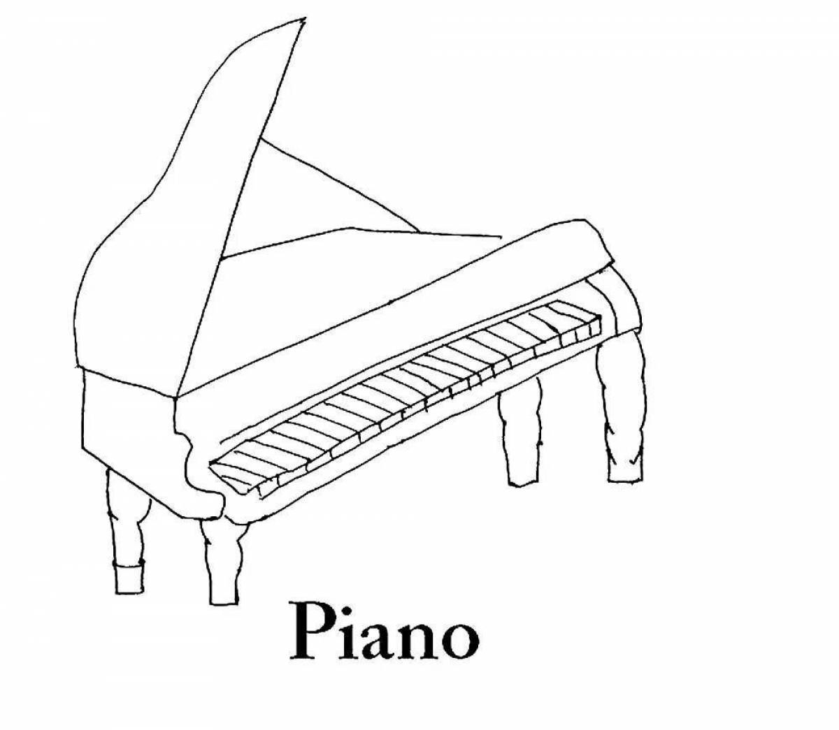 Радостная страница раскраски фортепиано для детей