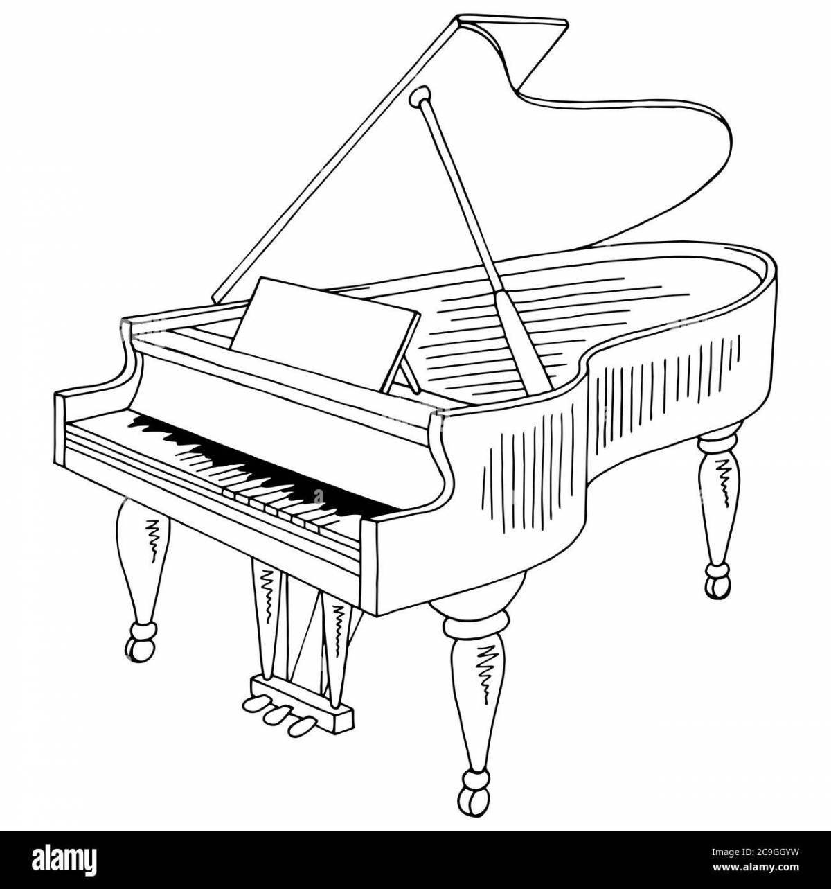 Яркая раскраска фортепиано для детей