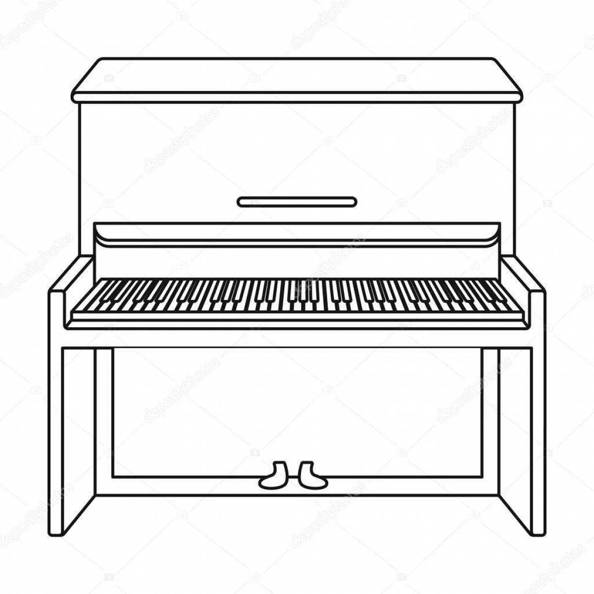 Игривая страница раскраски фортепиано для детей