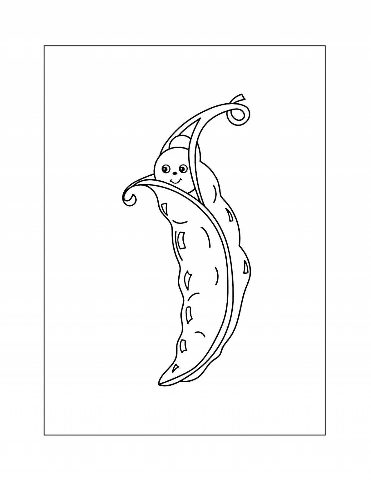 Animated pea coloring page for tykes