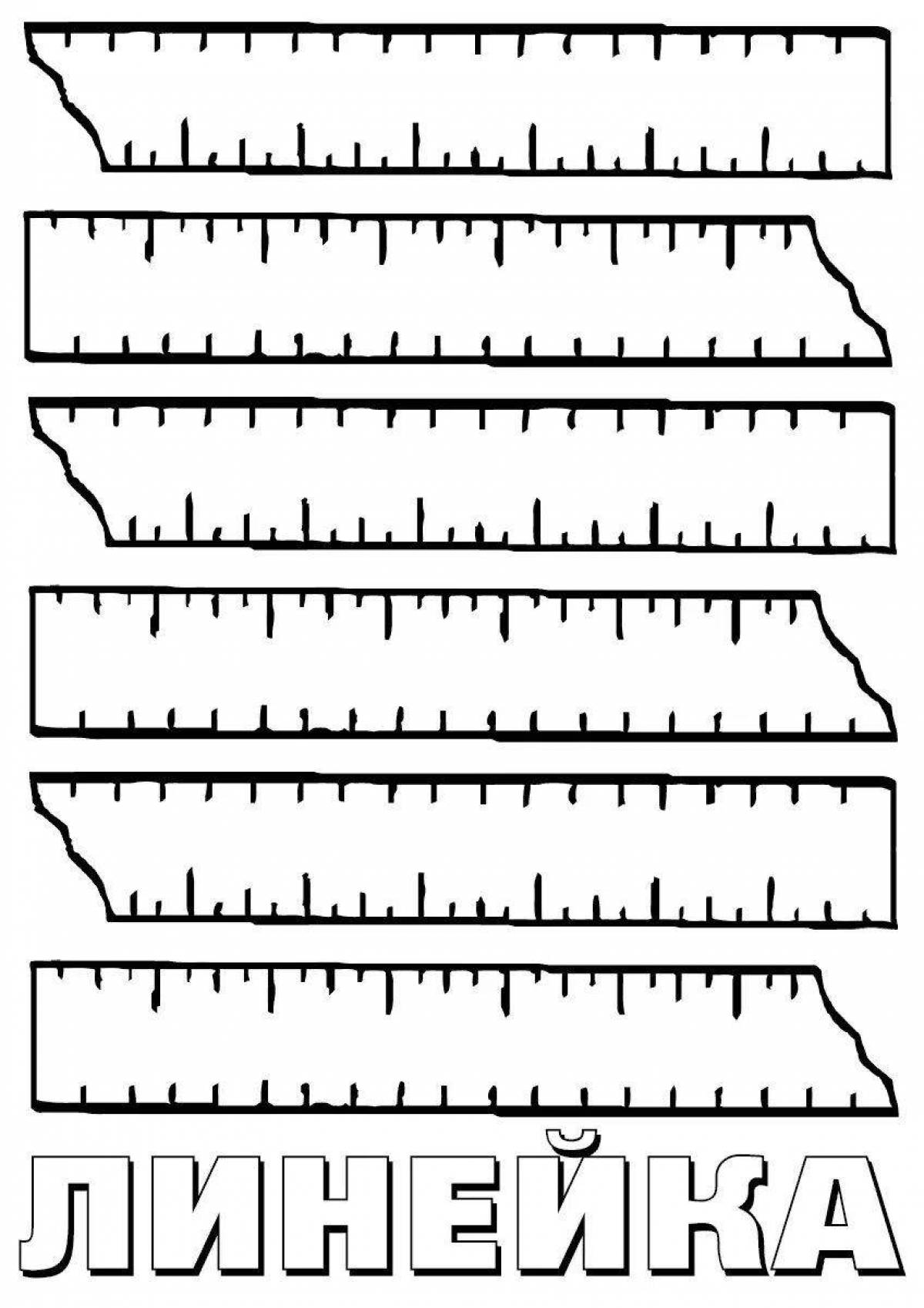 Красочная страница раскраски линейки для детей