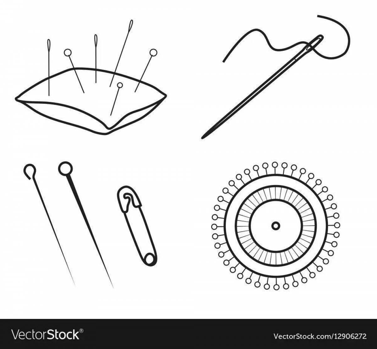 Colorful needle coloring page for toddlers