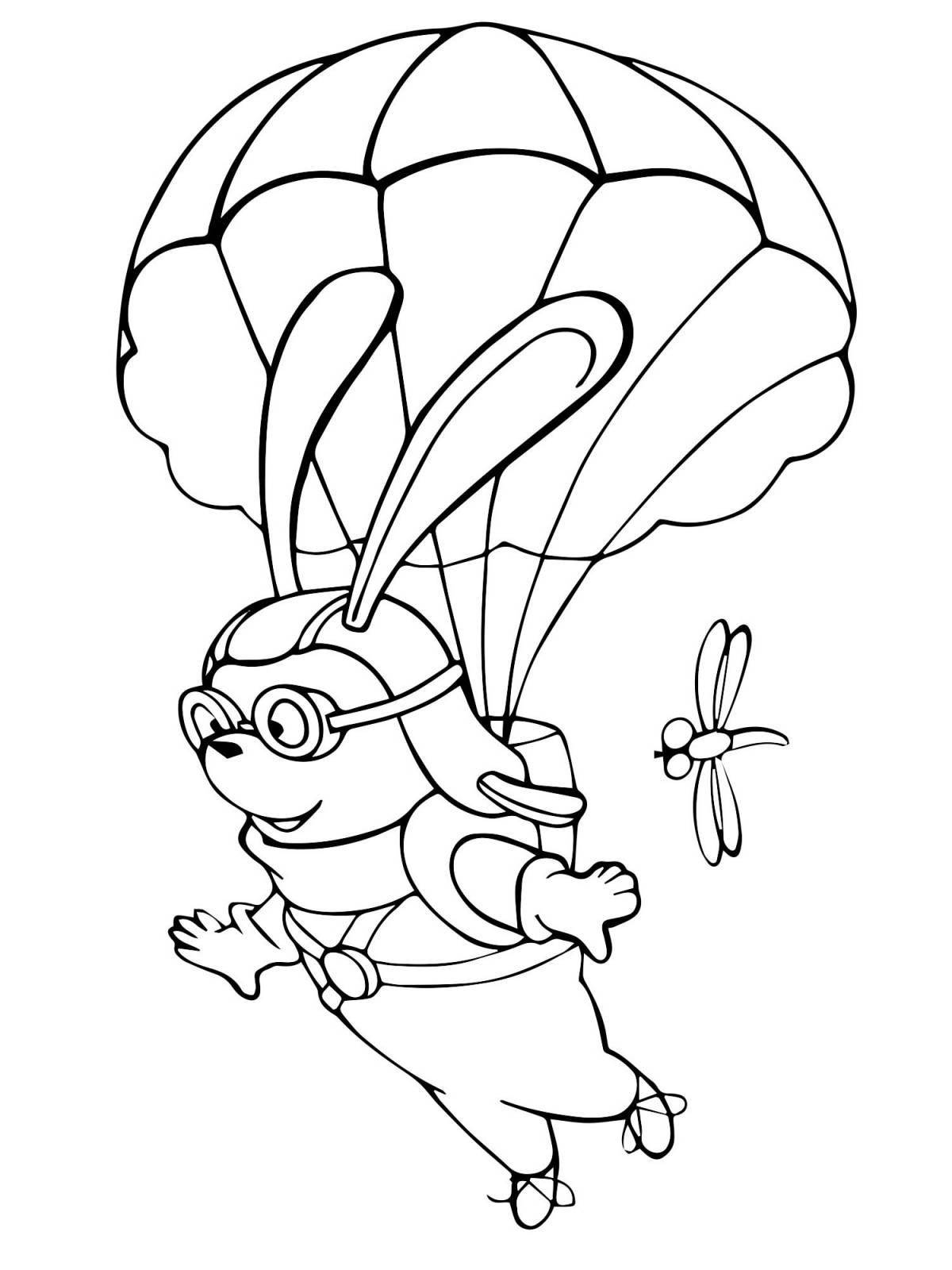 Веселая раскраска «парашютист» для детей