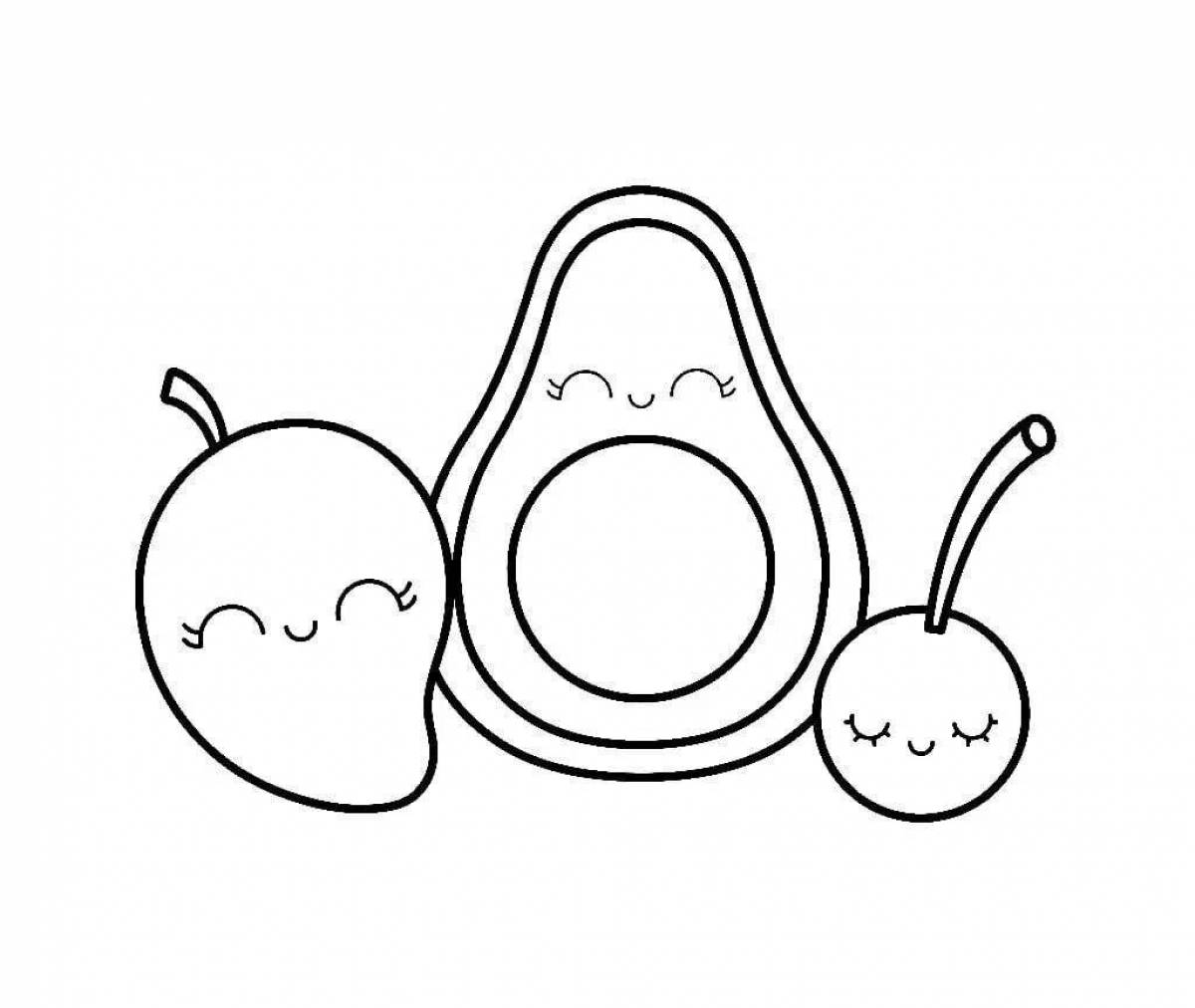 Colorful avocado coloring page for girls