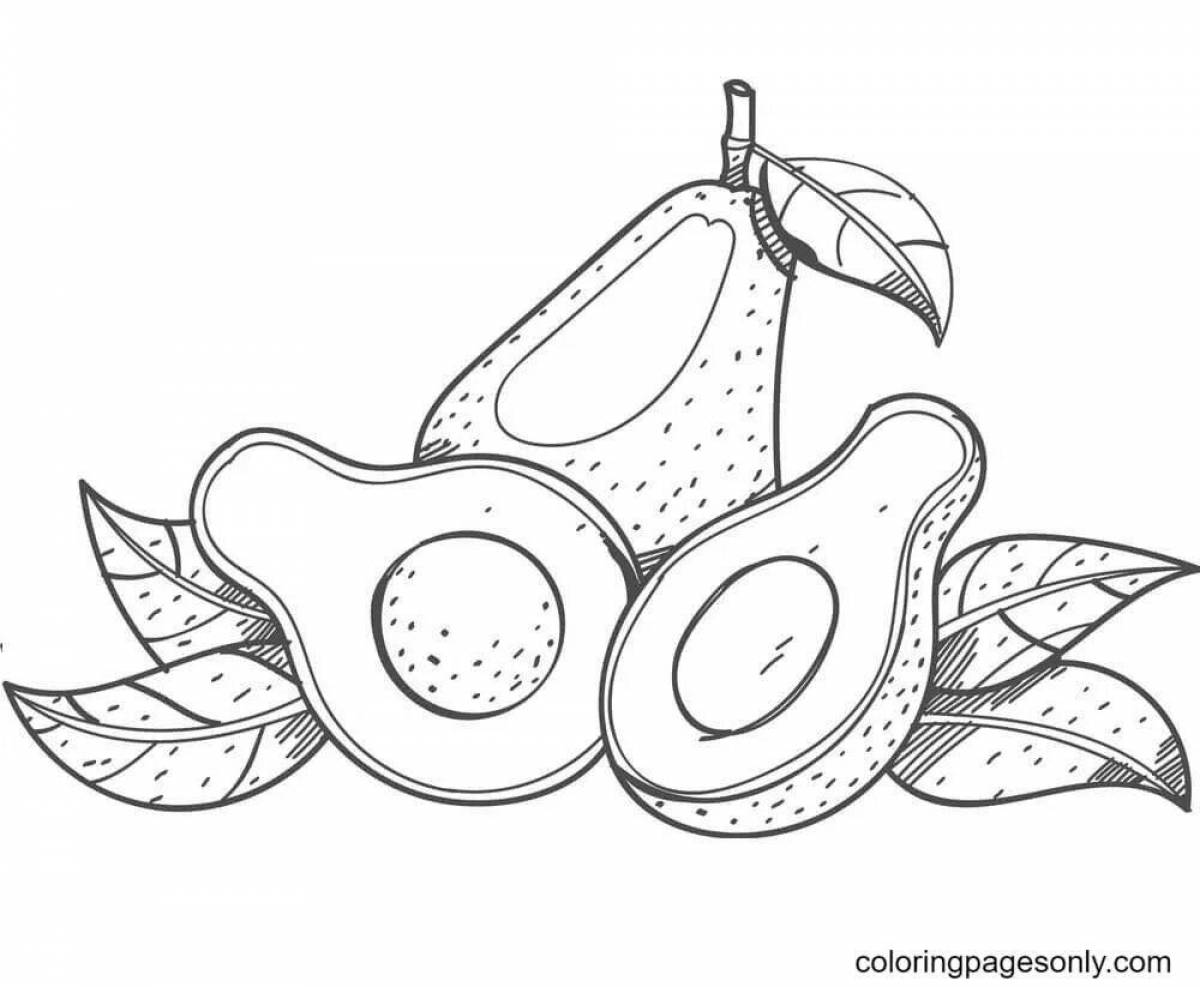 Playful avocado coloring page for girls
