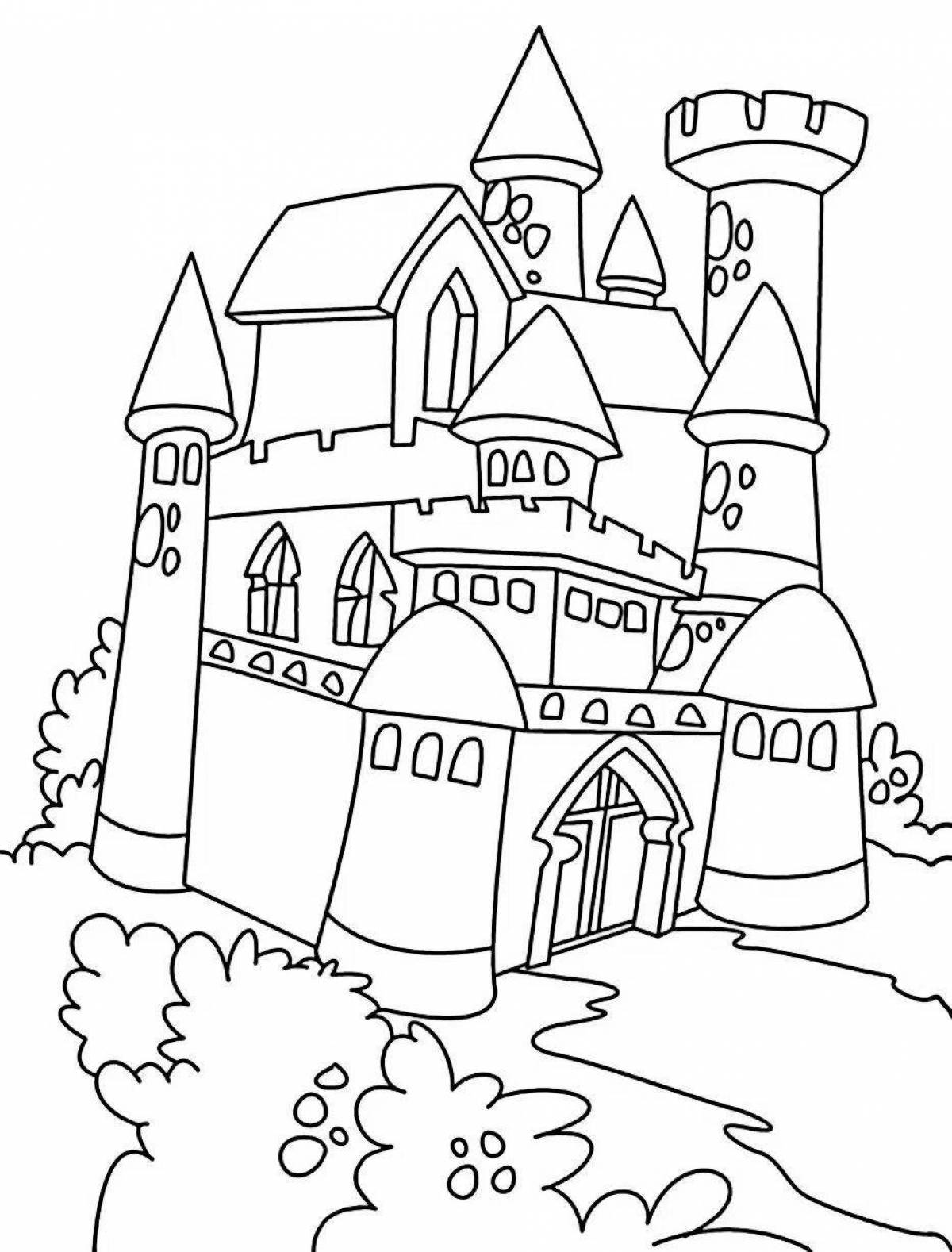 Glorious castle coloring for girls