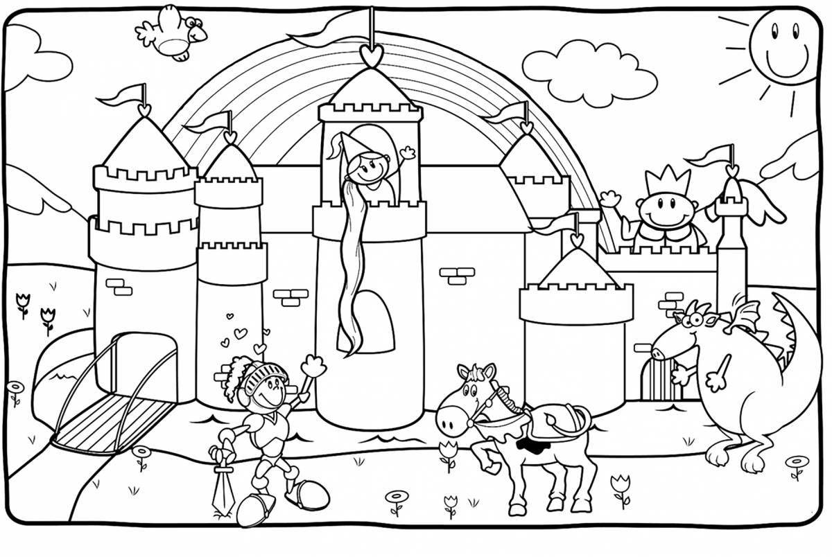 Beautiful castle coloring for girls