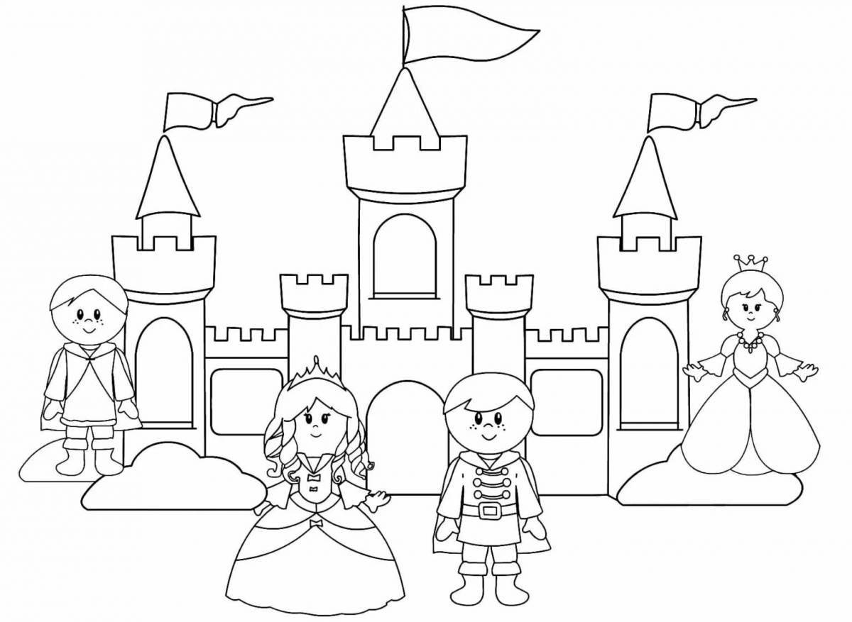 Coloring book for girls inviting castle