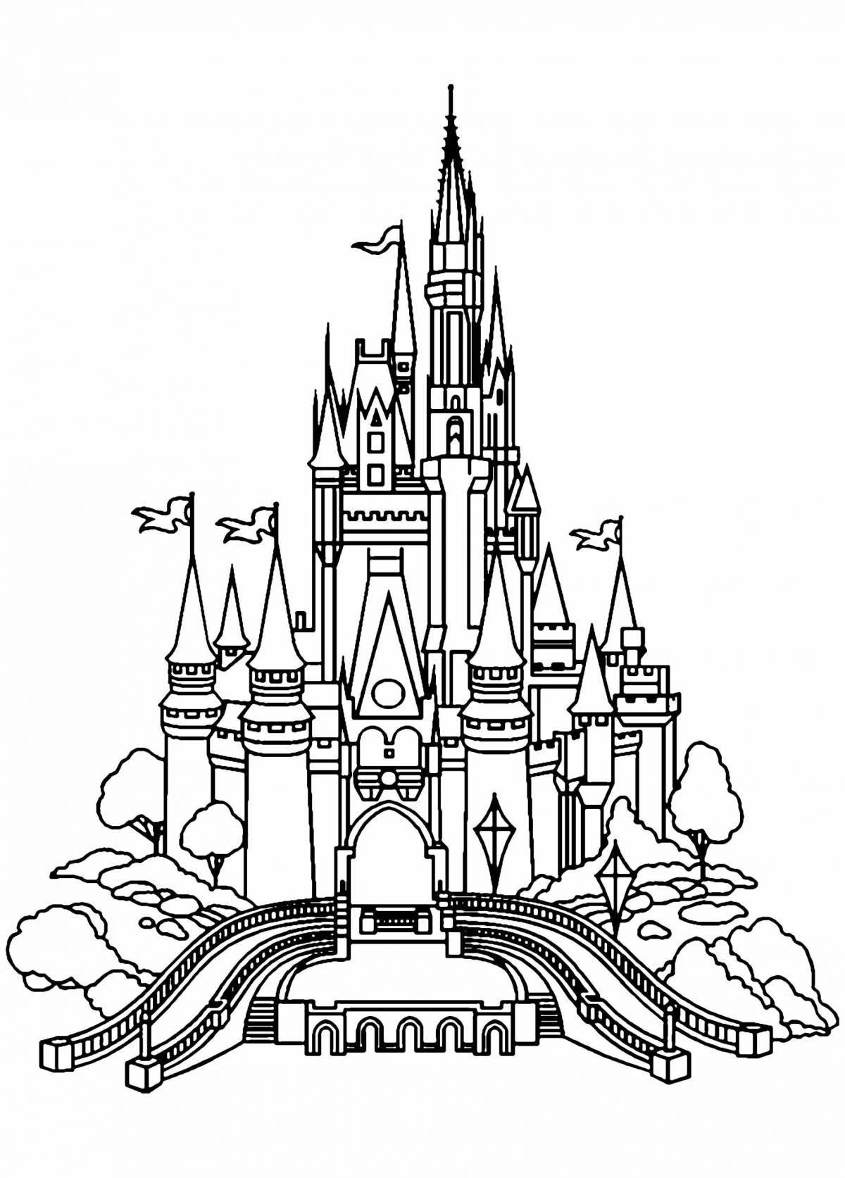 Coloring book dazzling castle for girls
