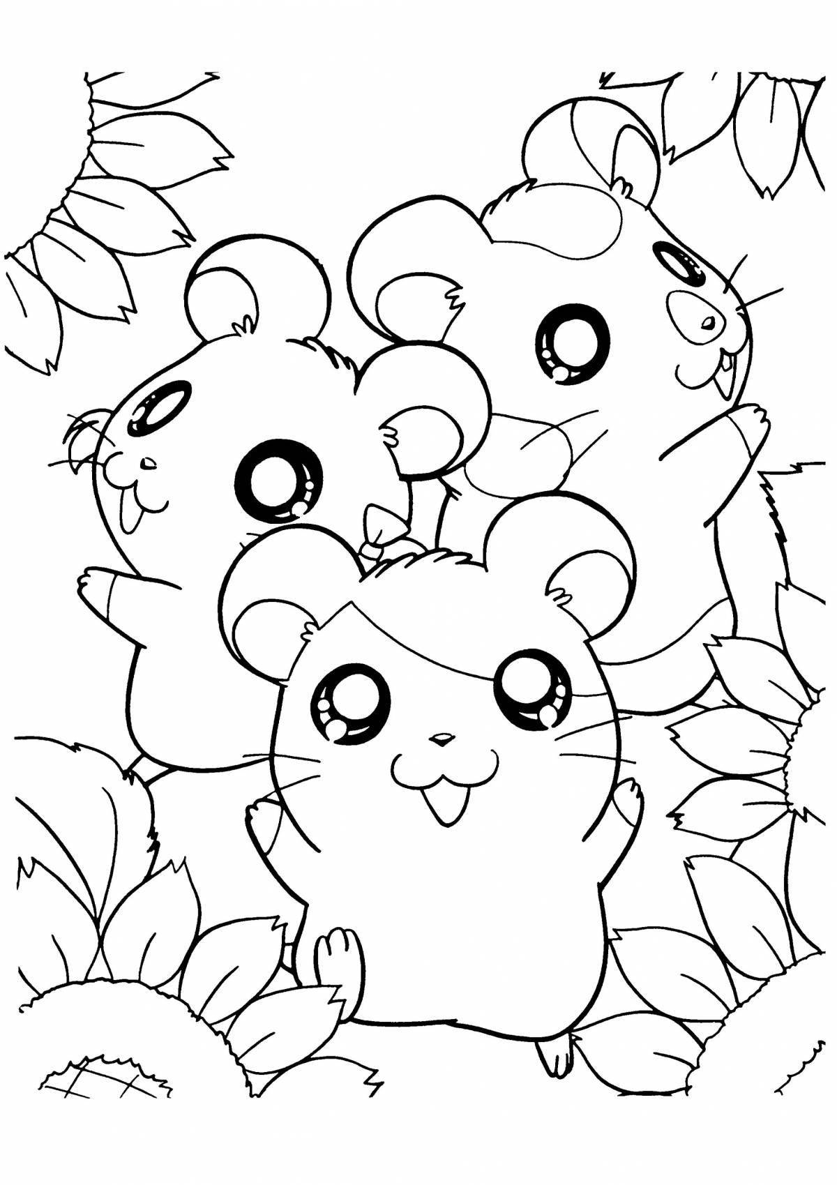 Adorable animal coloring book for girls