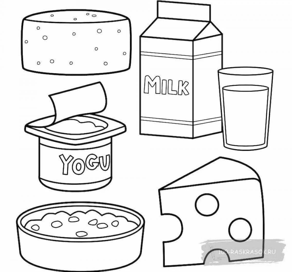 Молочные продукты раскраска