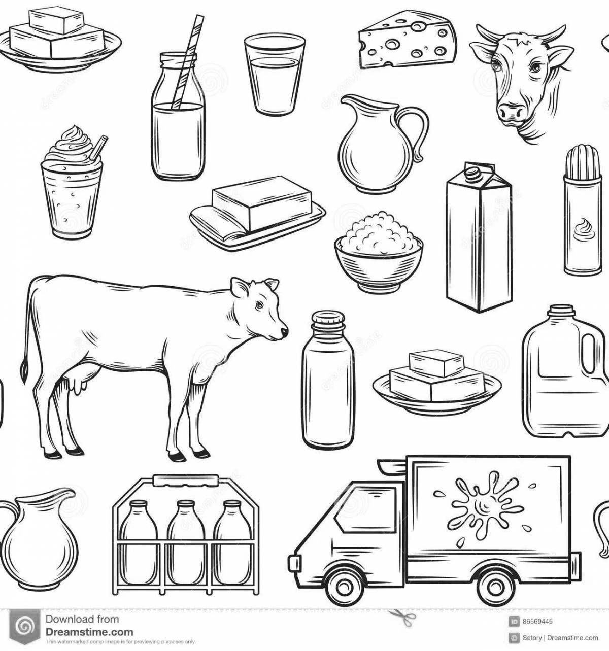Adorable dairy coloring book for kids