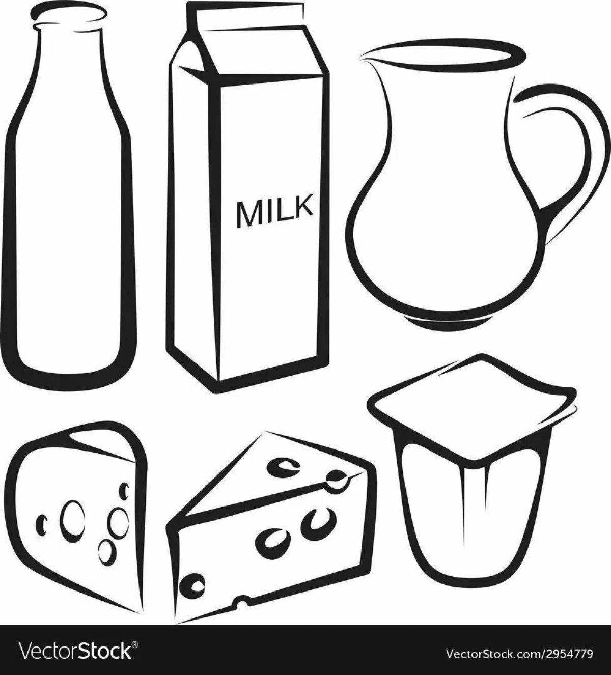 Раскраска с игристыми молочными продуктами для малышей