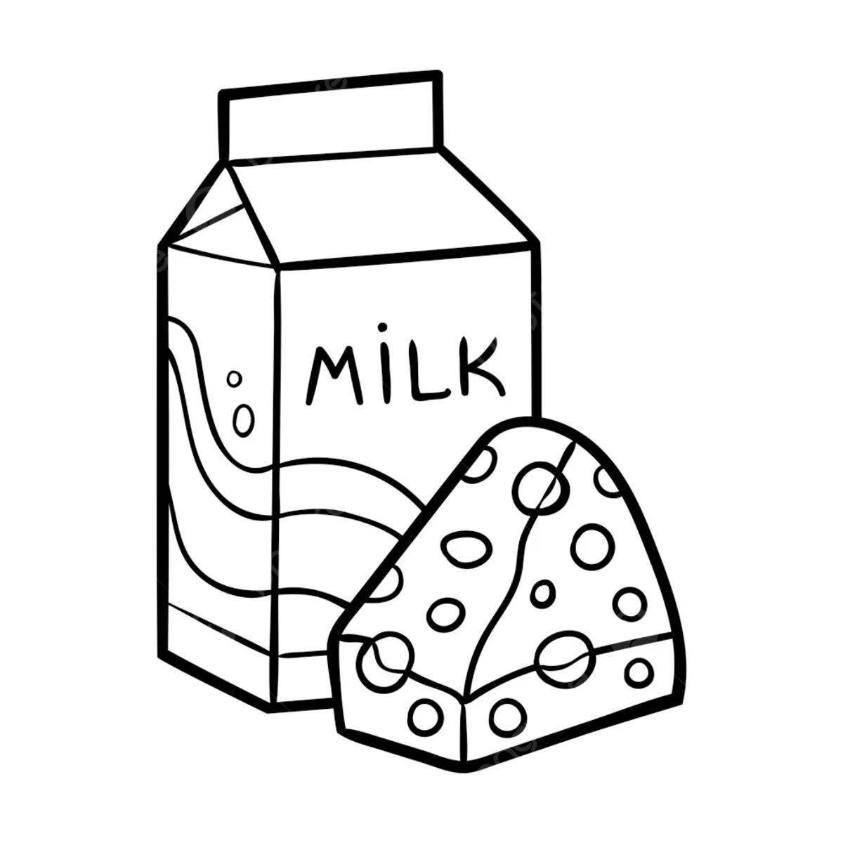 Раскраска «сияющие молочные продукты» для детей