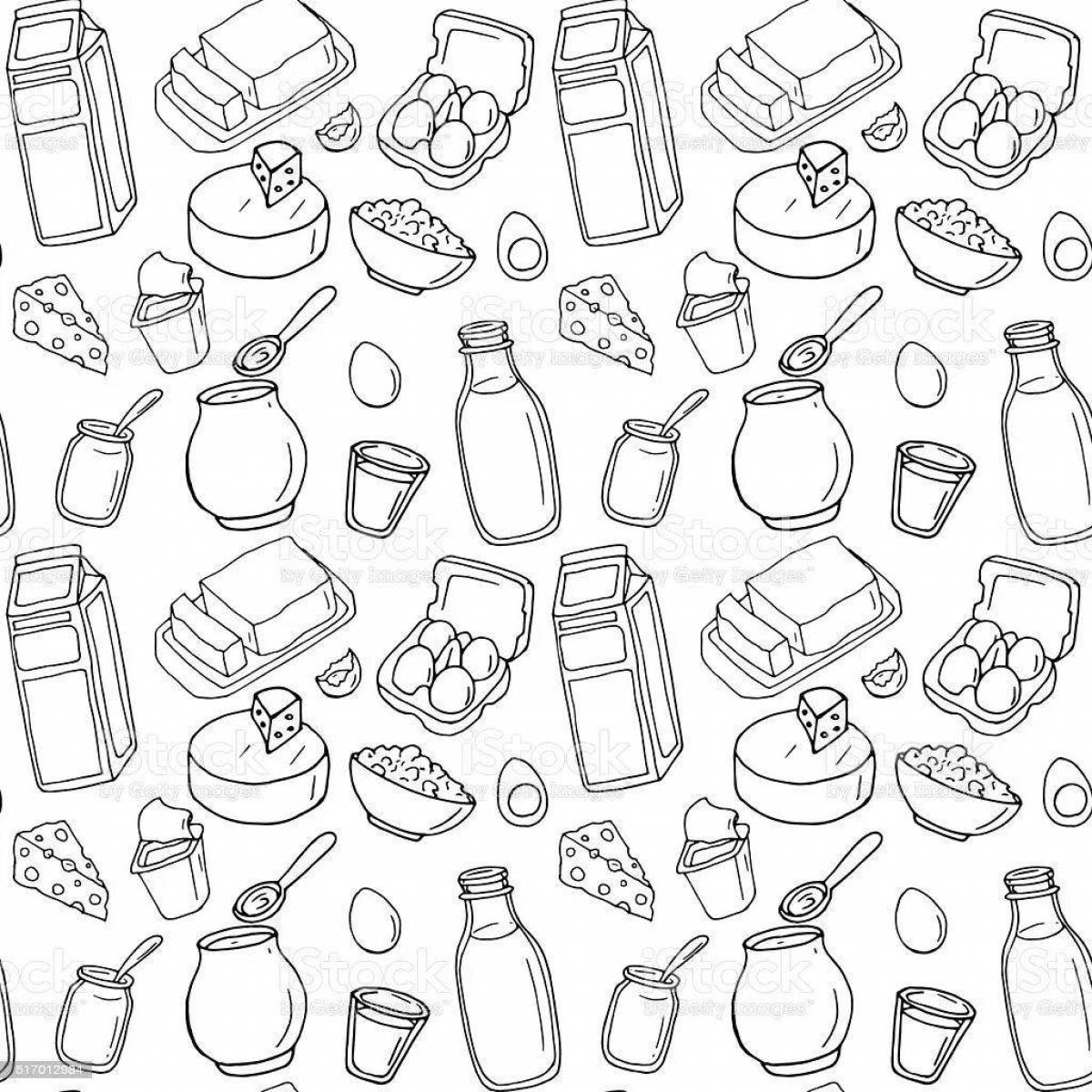 Live dairy products coloring pages for children
