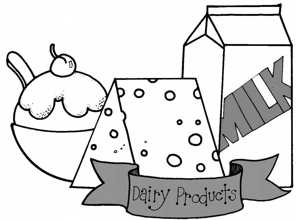 Coloring book funny dairy products for preschoolers
