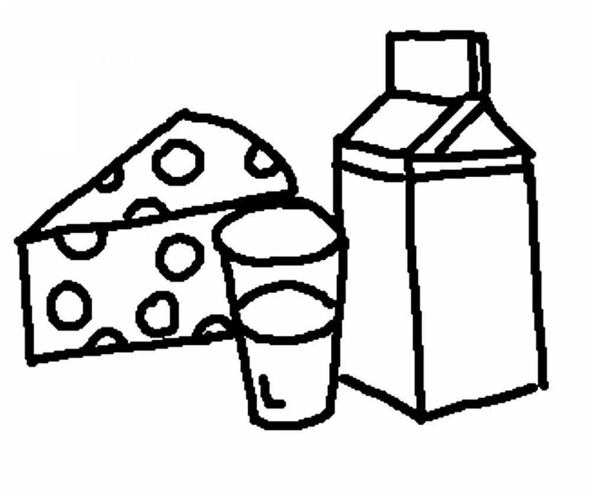 Colorful dairy products coloring pages for kids