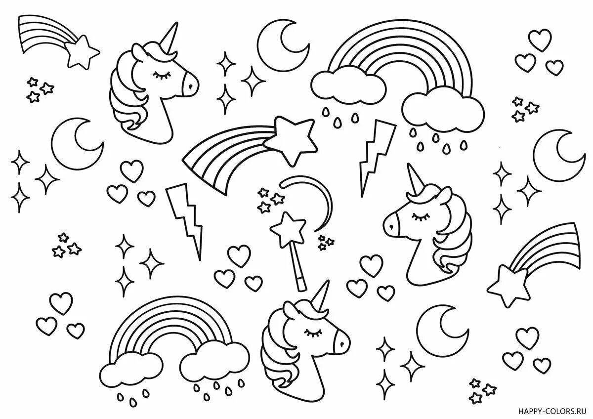 Adorable coloring book small drawings for stickers