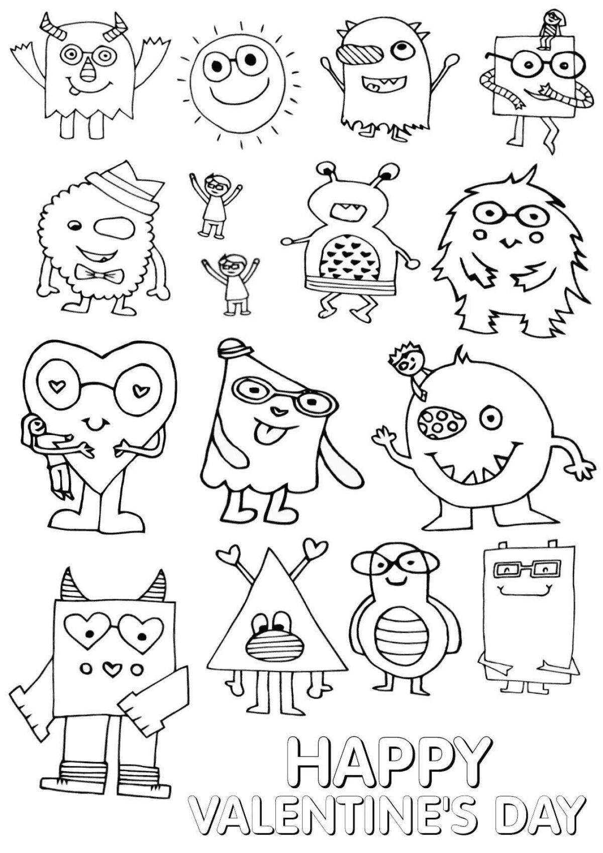 Creative coloring drawings for stickers