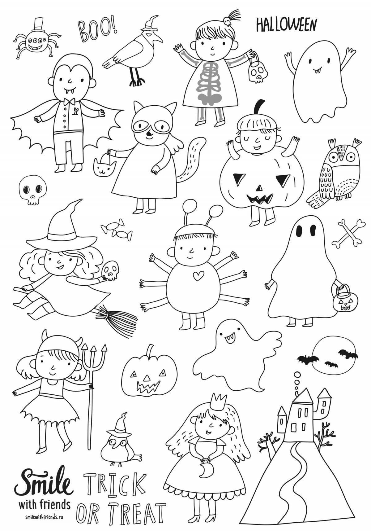 Quirky coloring small drawings for stickers