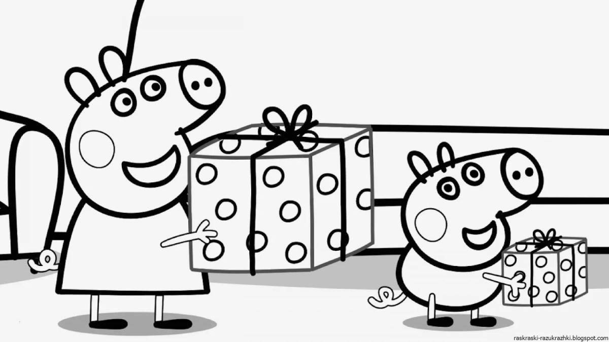 Colorful peppa coloring page for kids