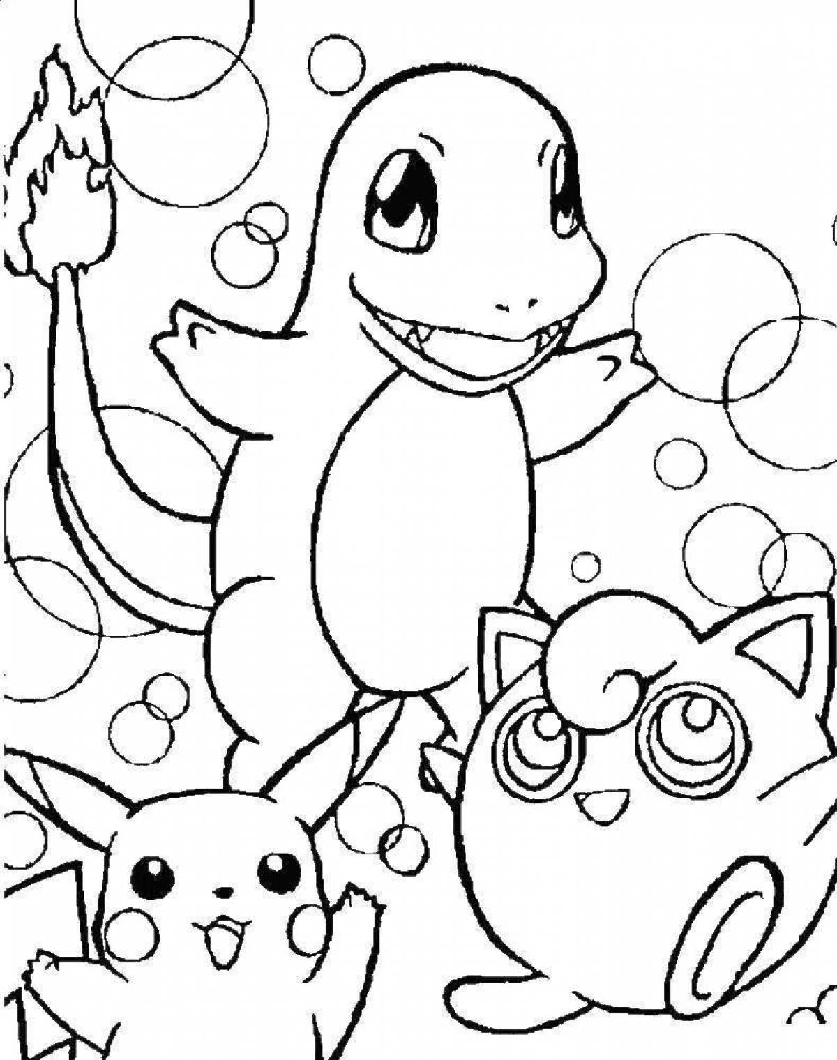 Colorful pokemon coloring book for kids