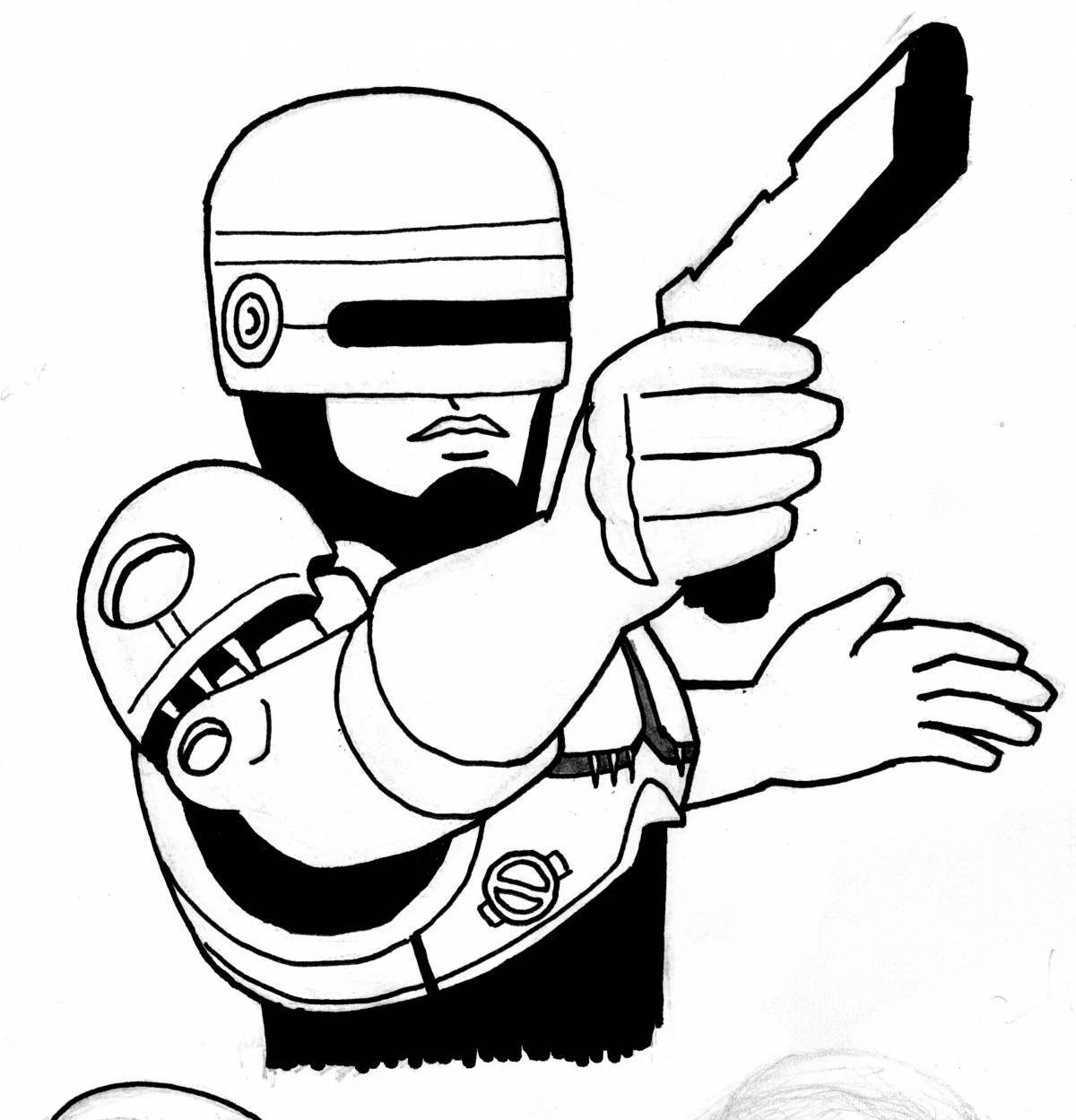 Colorful police robot coloring book for kids