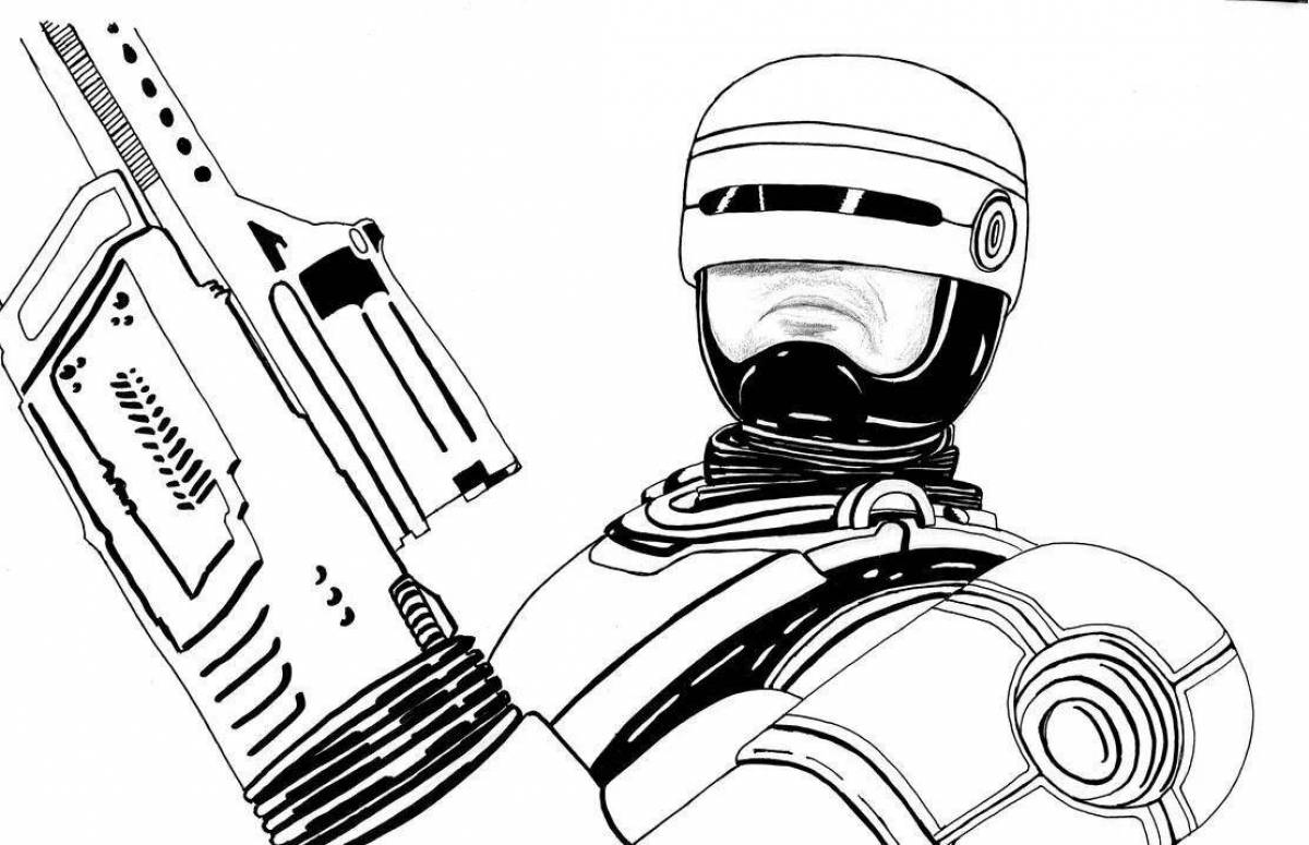 Amazing police robot coloring page for kids