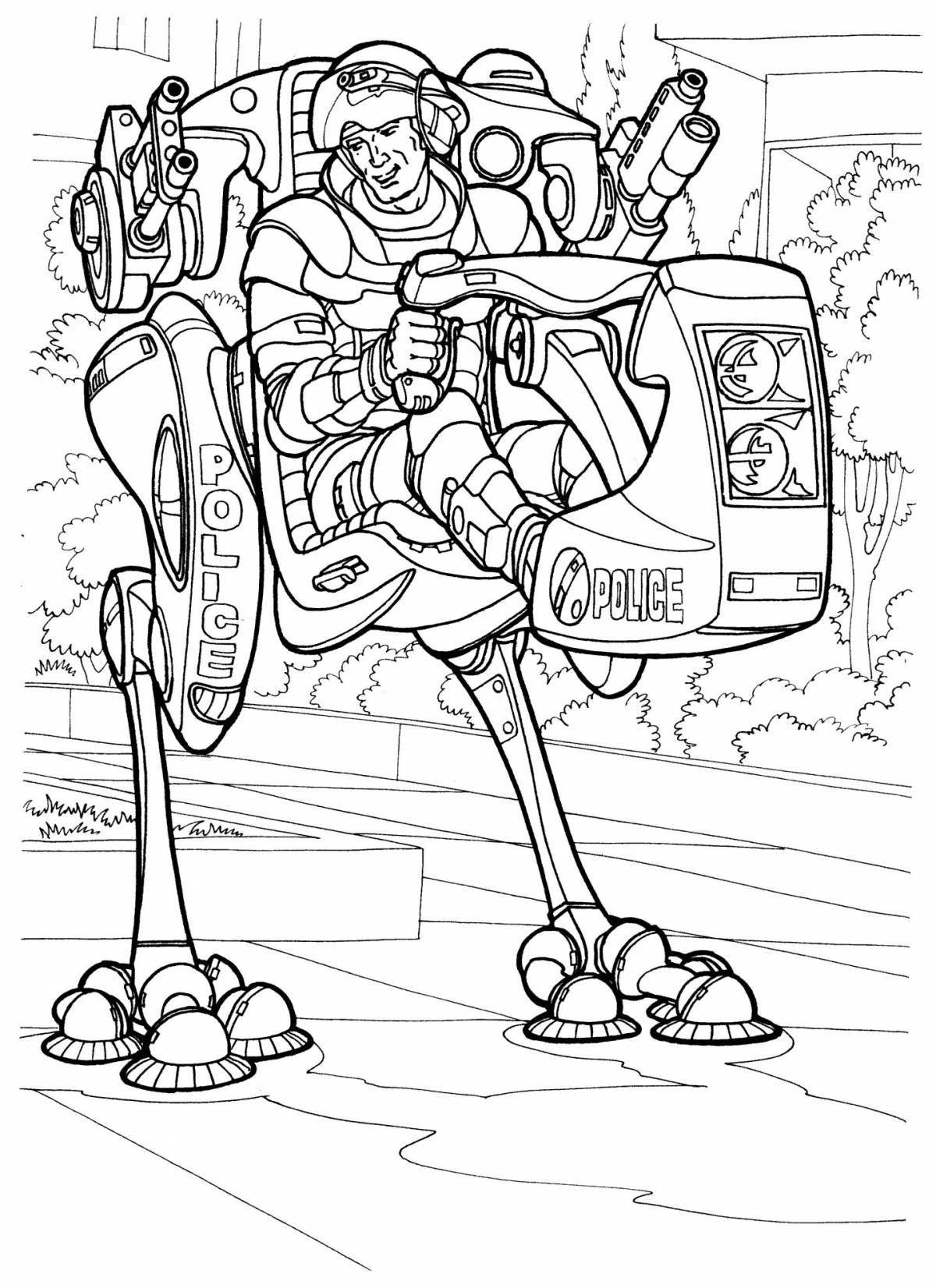 Gorgeous police robot coloring book for kids
