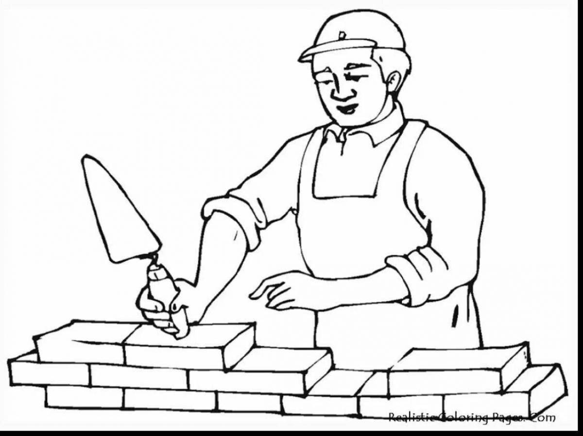 Inspiring builder coloring book for kids