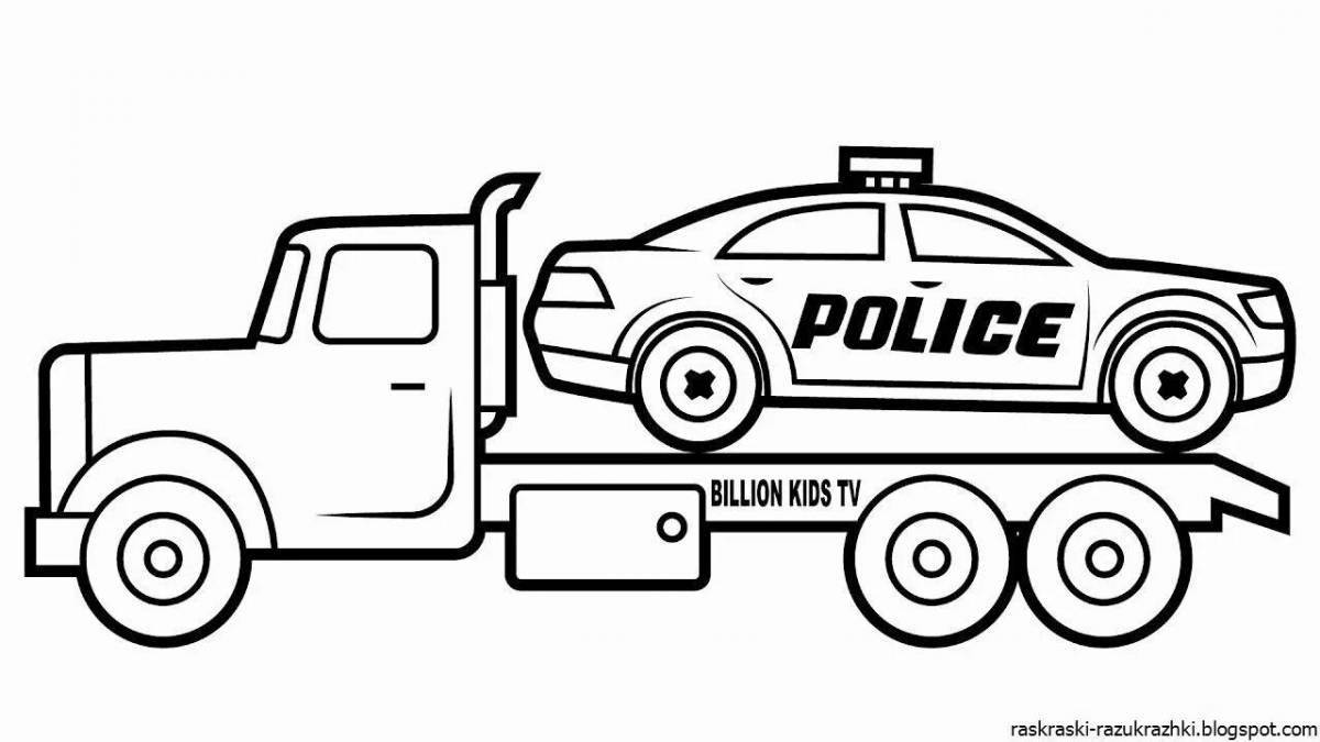 Cute police car coloring book for kids