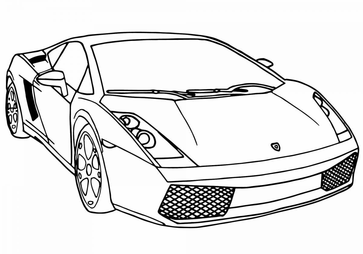 Colored luminous car for boys coloring book