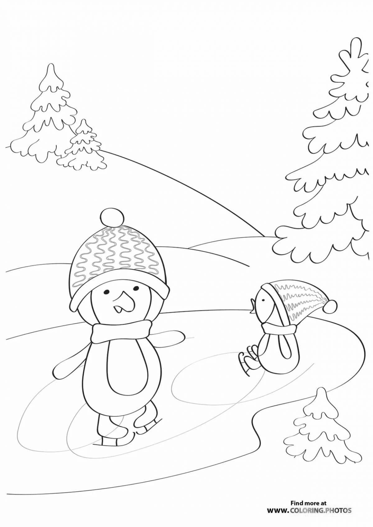 Креативная раскраска «безопасность на льду» для детей
