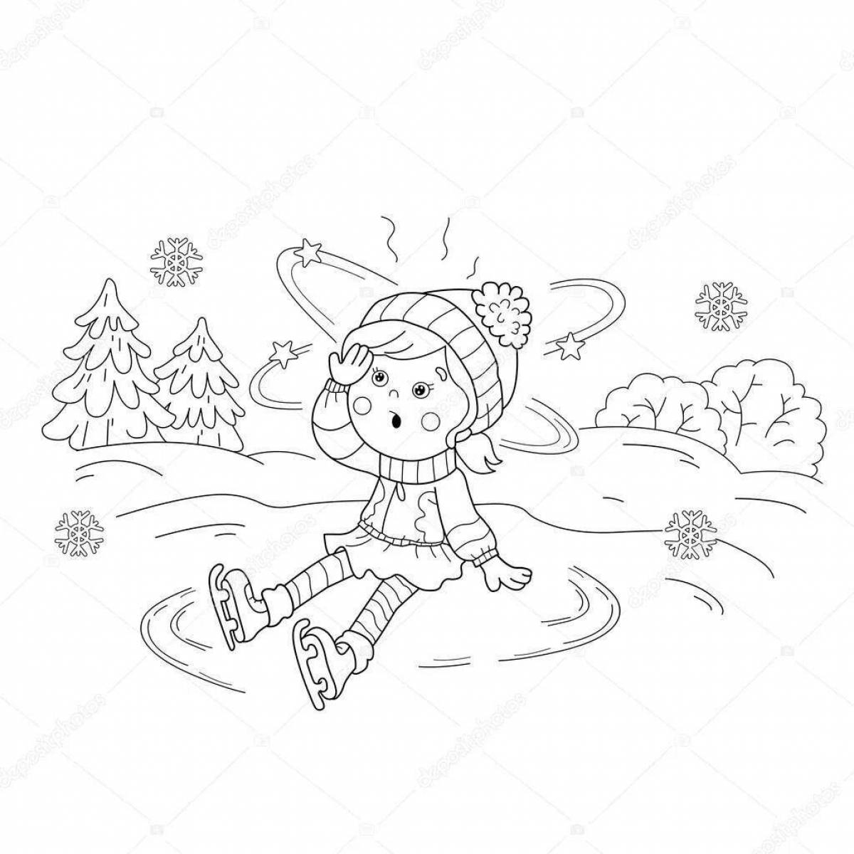 Vibrant Ice Safety Coloring Page for Kids