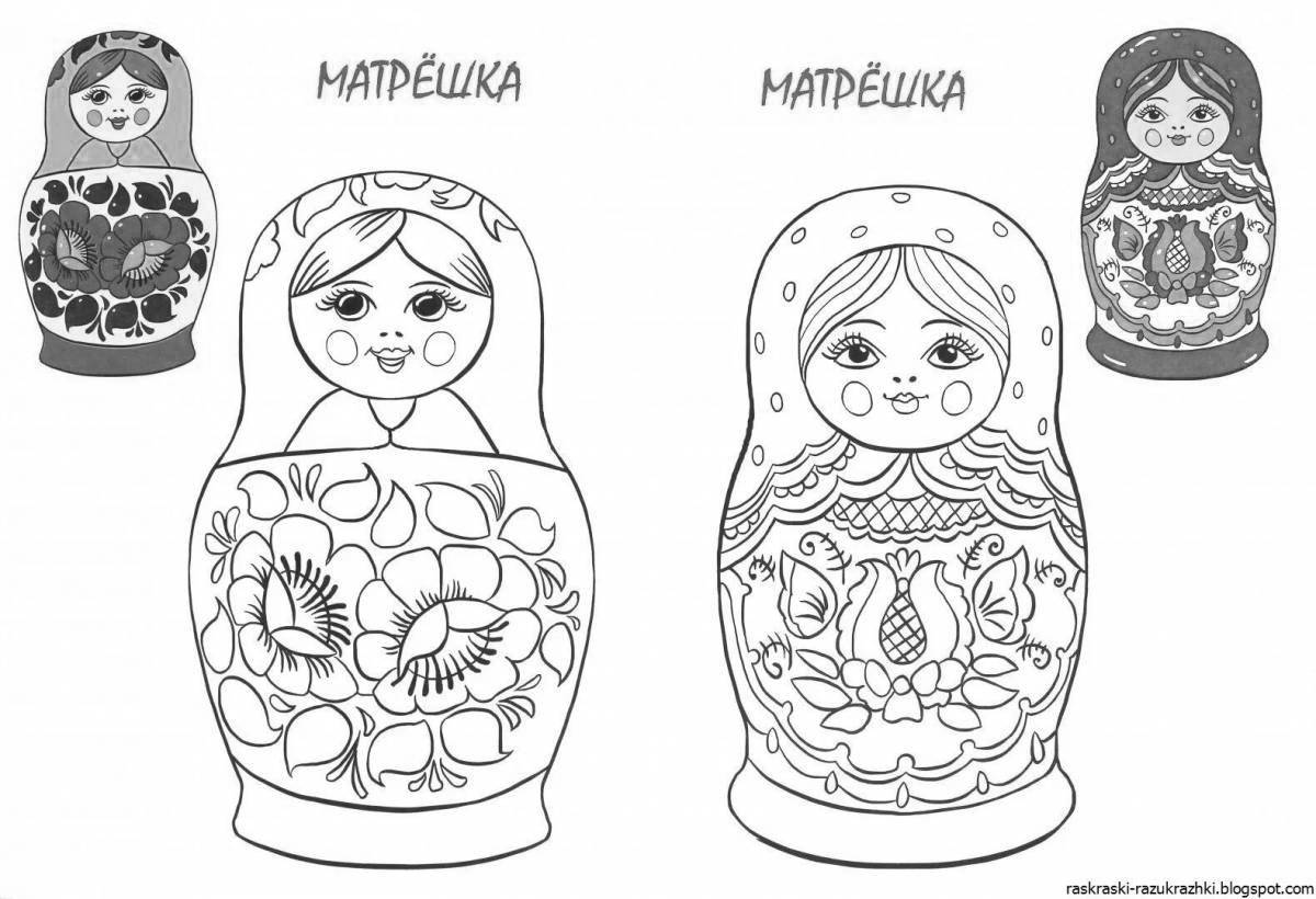 Coloring Khokhloma matryoshka