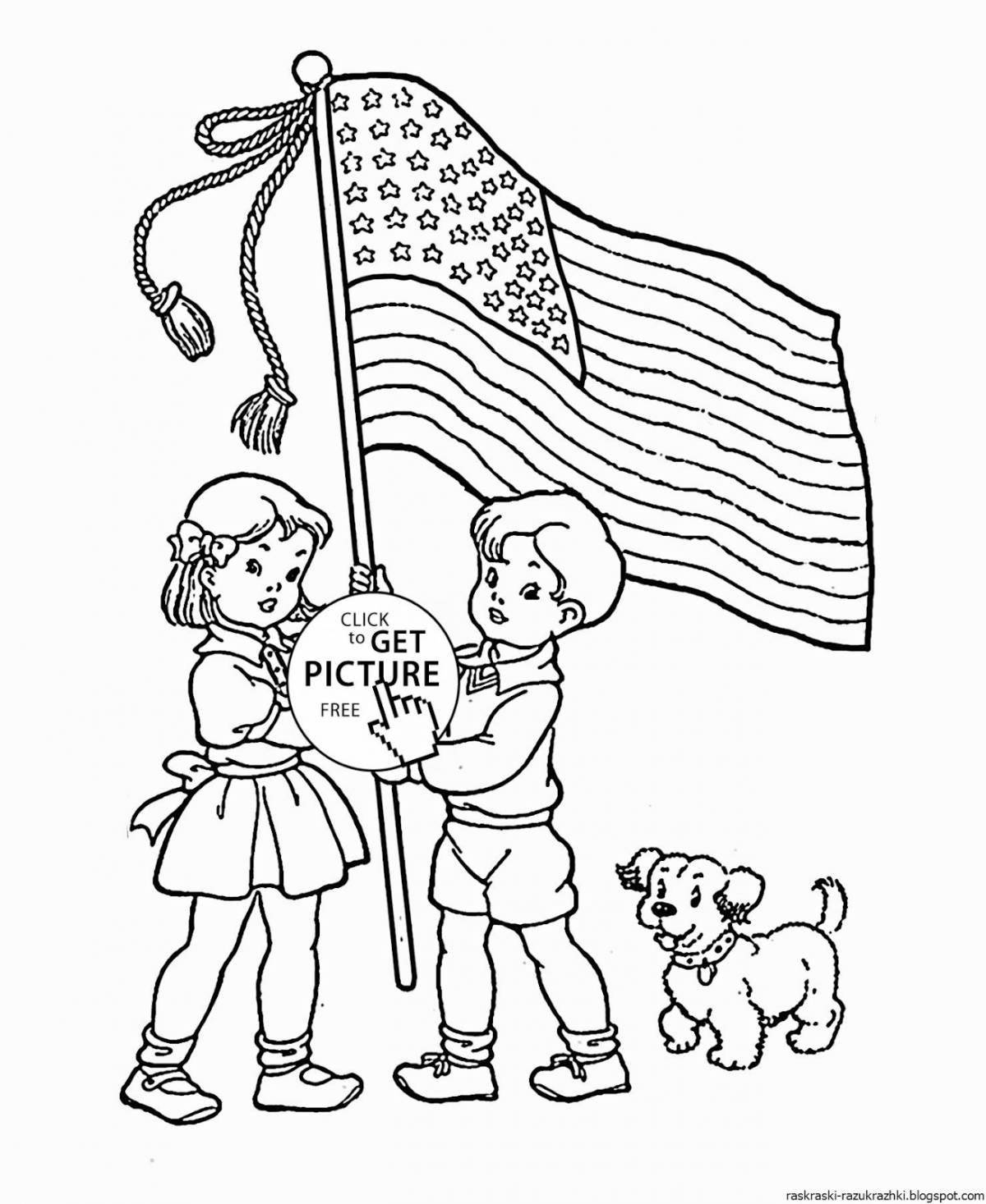 Яркая патриотическая тема раскраски для дошкольников