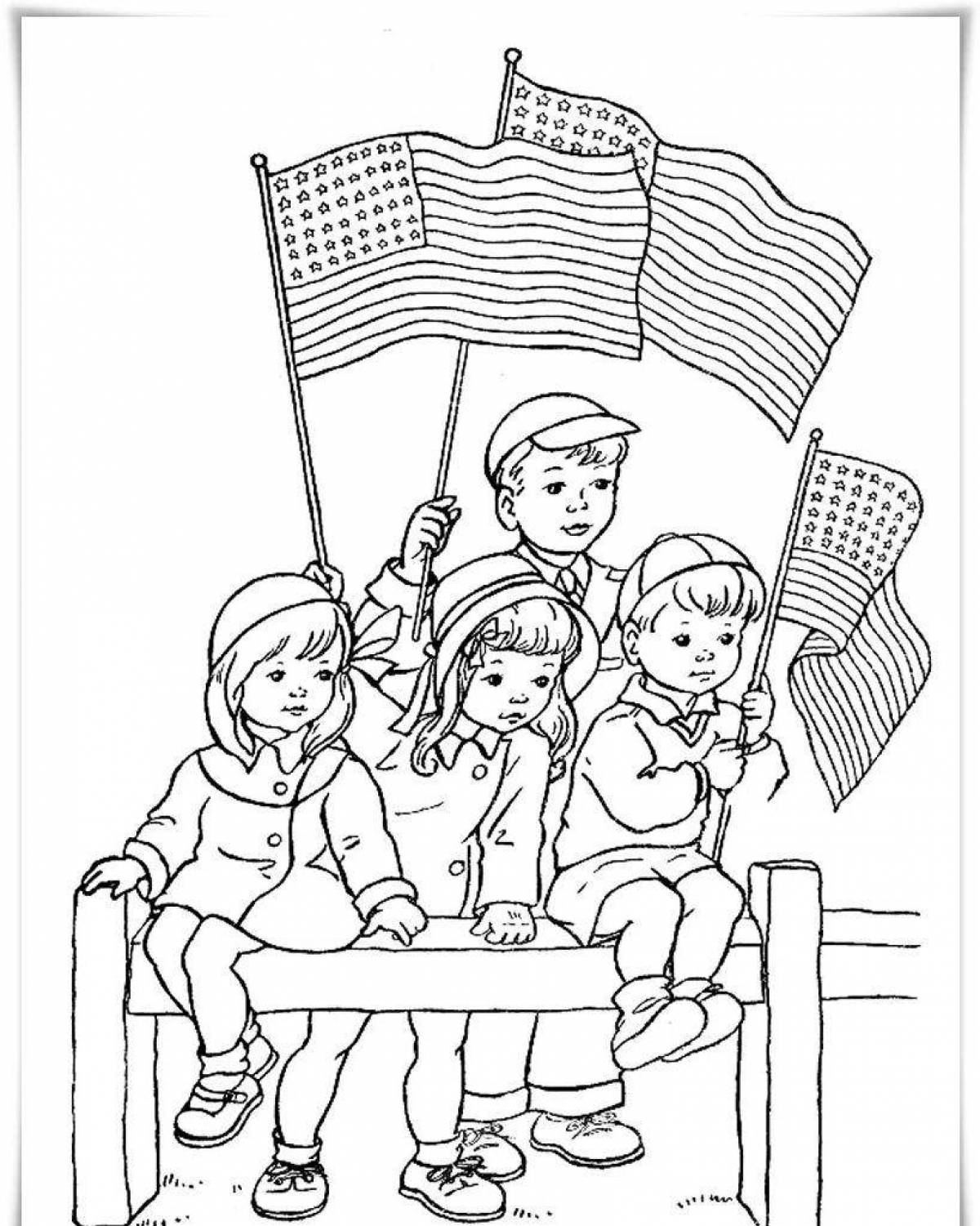 Праздничная патриотическая раскраска для дошкольников
