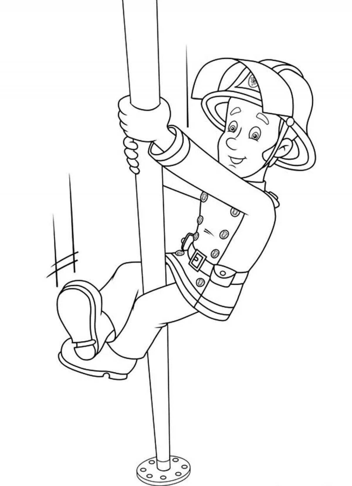 Coloring funny fireman sam for kids