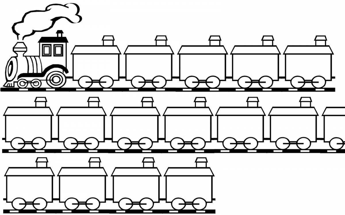 Colorful train with car coloring book