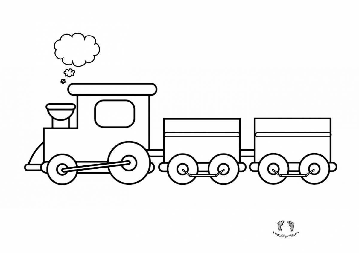 Раскраска милый поезд с вагоном