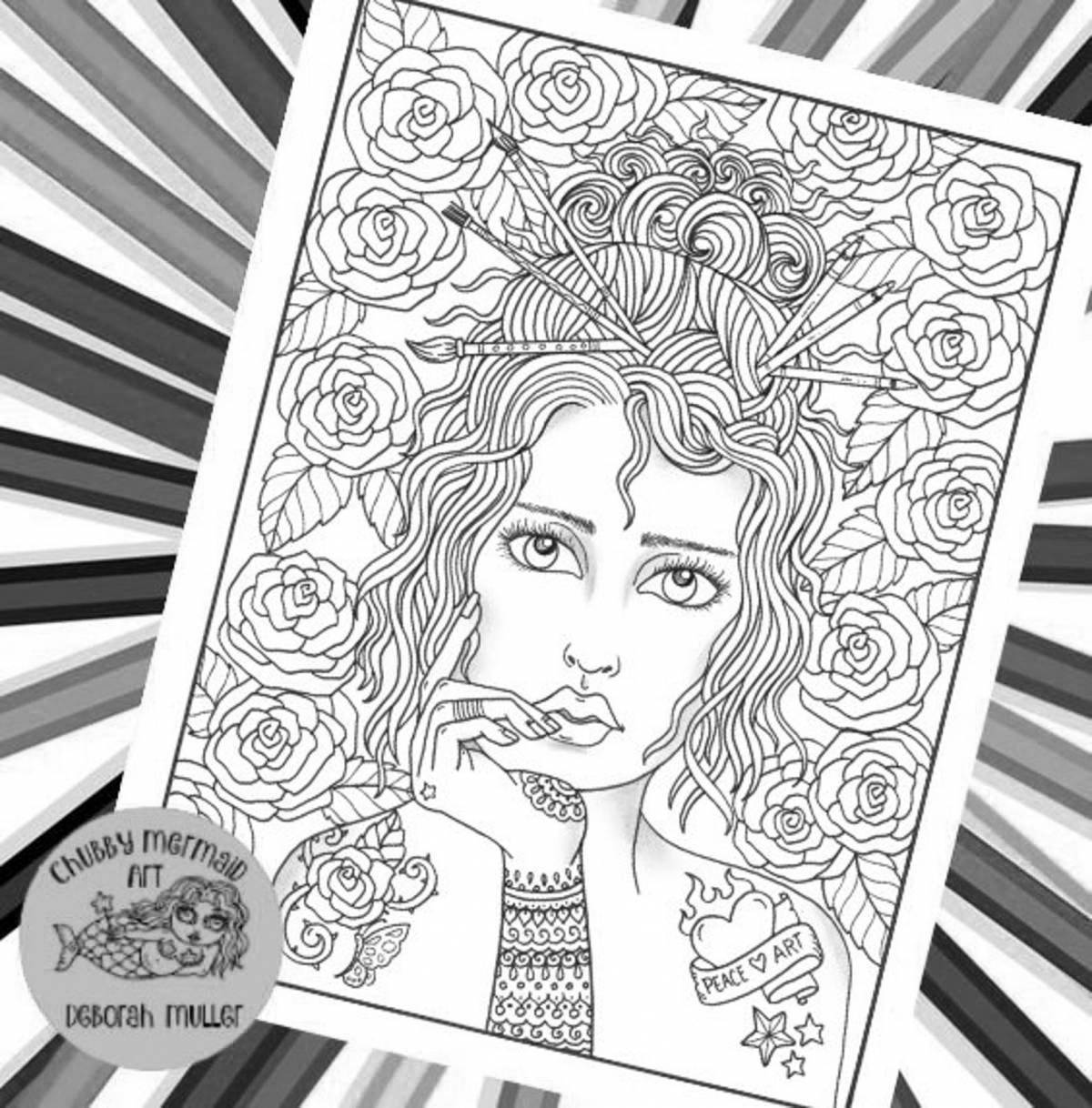 Peaceful coin coloring page for all adults