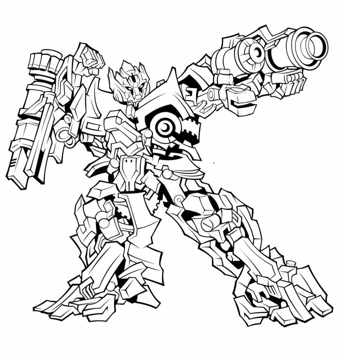 Cheerful Transformer Robot Coloring Pages for Boys