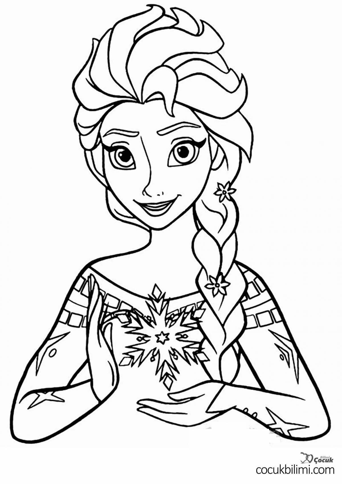 Радостная раскраска принцесса эльза для детей